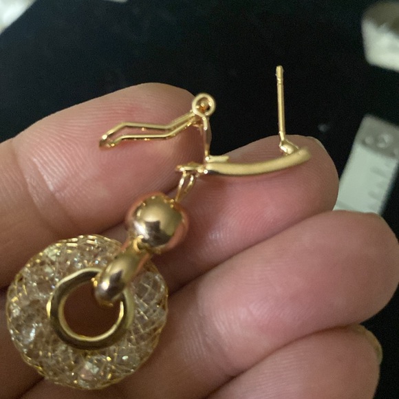 18K Rose Gold Plated Round Drop Earrings - Picture 4 of 4